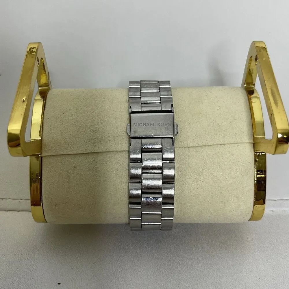 Michael Kors Silver Watch Layton Stainless Steel Chronograph MK5454 Quartz WORKS